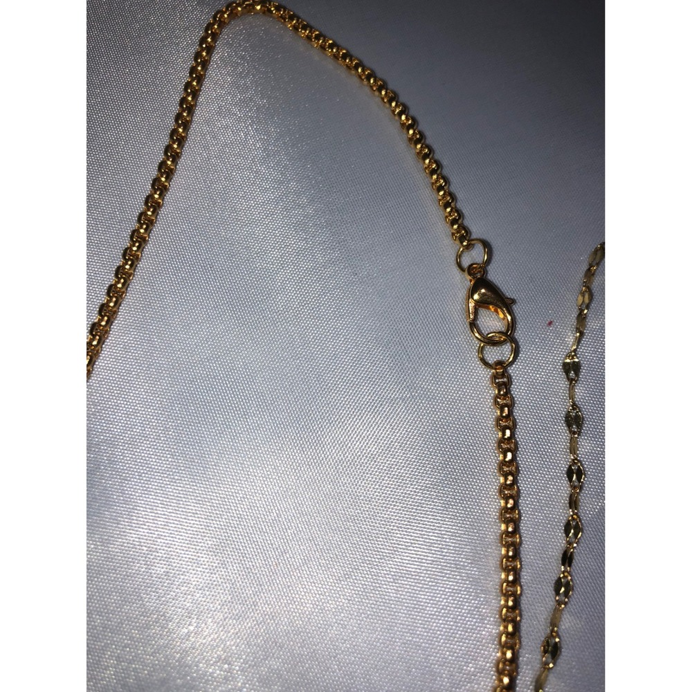 Lot of 4 Gold Tone Necklaces Assorted Chains Box Rope Cable Minimalist Layering - Picture 8 of 9